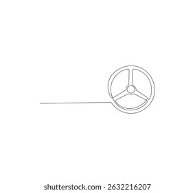 Steering wheel continuous line drawing. Steering wheel icon line art. Vector illustration. White background, transportation mode illustration logo