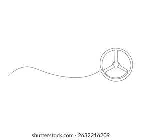 Steering wheel continuous line drawing. Steering wheel icon line art. Vector illustration. White background, transportation mode illustration logo