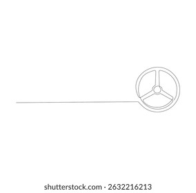 Steering wheel continuous line drawing. Steering wheel icon line art. Vector illustration. White background, transportation mode illustration logo