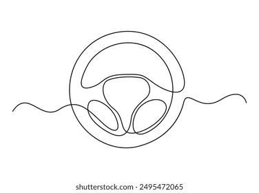 Steering wheel continuous one line drawing vector illustration