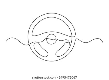 Steering wheel continuous one line drawing vector illustration