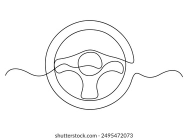 Steering wheel continuous one line drawing vector illustration