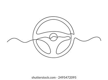 Steering wheel continuous one line drawing vector illustration