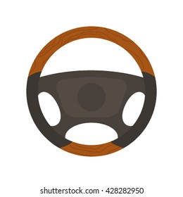 Steering wheel control icon in the flat style isolated on white background. Vector illustration