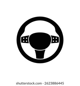 Steering Wheel with Controls Icon - Black