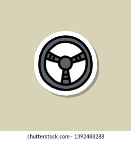 steering wheel doodle icon, vector illustration