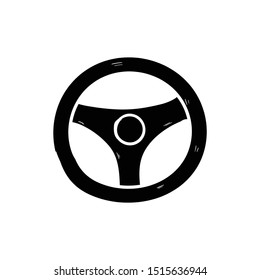 steering wheel doodle icon vector hand drawing  