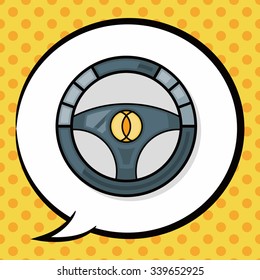 Steering wheel doodle, speech bubble