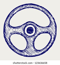 Steering wheel. Doodle style