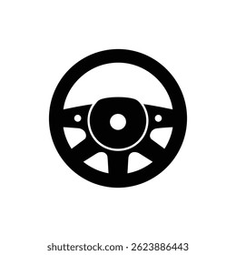Steering Wheel Flat Icon - Black Solid