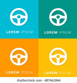 Steering Wheel Four Color Material Designed Icon / Logo