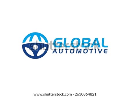 steering wheel and globe logo. drive globe automotive vector design concept