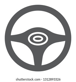 Steering wheel glyph icon, auto and drive, car wheel sign, vector graphics, a solid pattern on a white background, eps 10.