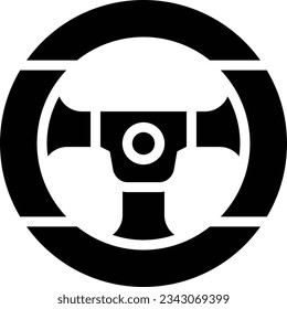 Steering Wheel Glyph Icon - Single Icon, Vector