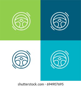 Steering wheel green and blue material color minimal icon or logo design