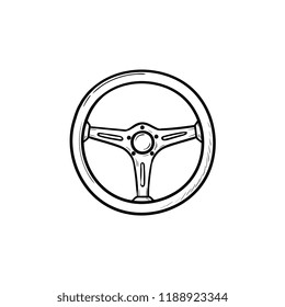 Steering Wheel Hand Drawn Outline Doodle Icon. Drive Car And Auto, Racing, Driver And Traffic Concept. Vector Sketch Illustration For Print, Web, Mobile And Infographics On White Background.