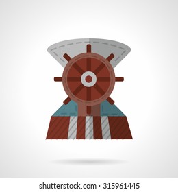 Steering wheel or helm. Flat color design. Marine symbols. Elements for web design and business