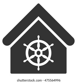 Steering Wheel House icon. Vector style is flat iconic symbol, gray color, white background.