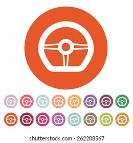 The steering wheel icon. Auto symbol. Flat Vector illustration. Button Set