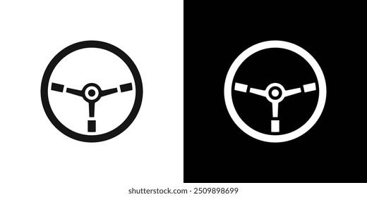 Ícone de volante Conjunto de logotipo de vetor de arte de linha preta