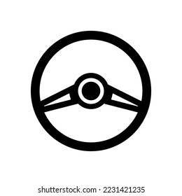 Steering wheel icon. Black silhouette. Top view in front. Vector simple flat graphic illustration. Isolated object on a white background. Isolate.