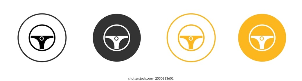 Steering wheel icon black and white vector outline sign
