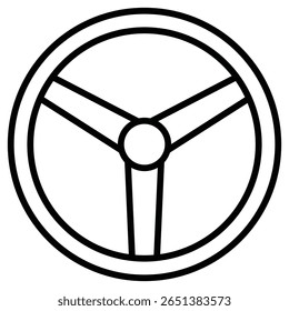 Ícone do volante Vetor de sinal plano de contorno preto e branco