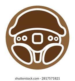 Steering Wheel Icon in Brown Circle Badge for Driving School and Auto Transport