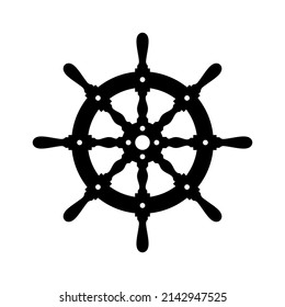 Icono del volante de dirección. El volante del capitán. Rueda del barco. Ilustración vectorial aislada en un fondo blanco.