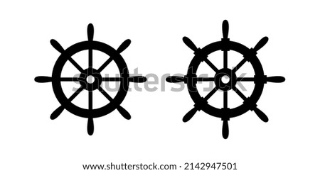 Steering wheel icon. Captain's steering wheel. Ship wheel. Isolated vector illustration on a white background.