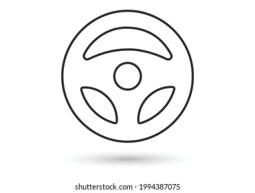Icono del volante de dirección. Coche, icono de línea de vector automático.