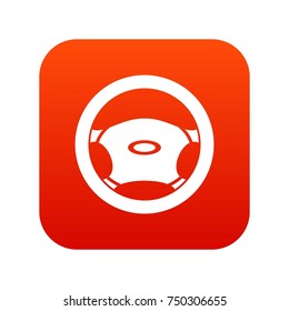 Steering, wheel icon digital red for any design isolated on white vector illustration