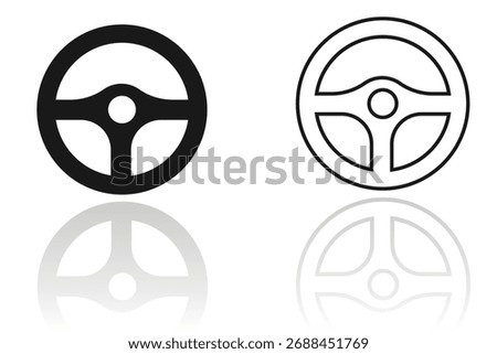 Steering wheel icon, Driver and drive logo. vector silhouette of car steering wheel. Automobile steer wheel vector illustration.