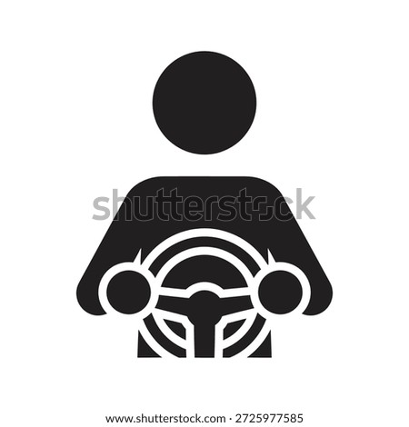 Steering wheel icon driver holding hands driving for automobile operation traffic safety vehicle lesson and transportation car control