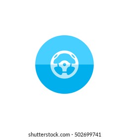 Steering wheel icon in flat color circle style. Car automobile transportation 