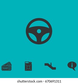 Steering Wheel icon flat. Simple vector symbol and bonus icon