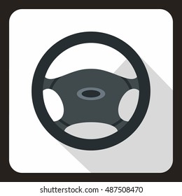 Steering wheel icon in flat style on a white background vector illustration