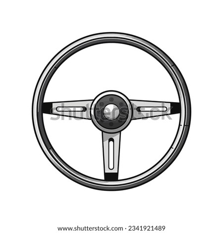 Steering wheel icon in flat style on white background