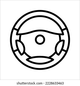 Steering wheel icon. Hands on steering wheel. Driving car. Test drive. Vector illustration isolated on white background.