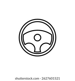 Steering wheel icon. Hands on steering wheel. Driving car. Test drive. Vector illustration isolated on white background.