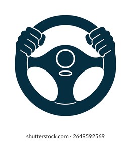 Ícone do volante mãos no volante motorista condução carro teste página de aterrissagem condução lições de vetor ícone isolado no fundo