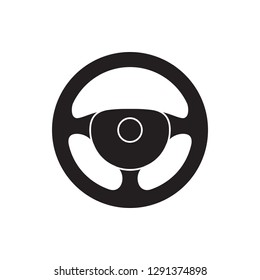 Steering wheel icon. Isolated black symbol car steering wheel on white background. Vector illustration