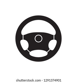 Steering wheel icon. Isolated black symbol car steering wheel on white background. Vector illustration