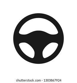 Steering wheel icon isolated on white background. Car wheel control silhouette, Black auto part driving in flat style. Vector illustration