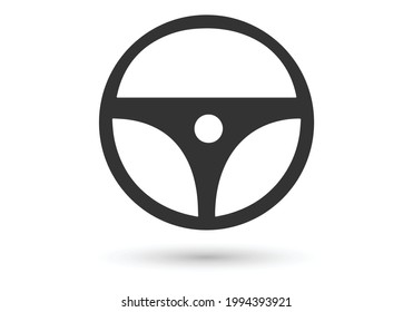 Steering wheel icon isolated. Vector illustration. Black car steering wheel symbol.