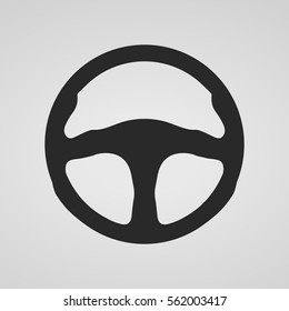 Steering wheel icon isolated. Vector illustration. Black car steering wheel symbol.
