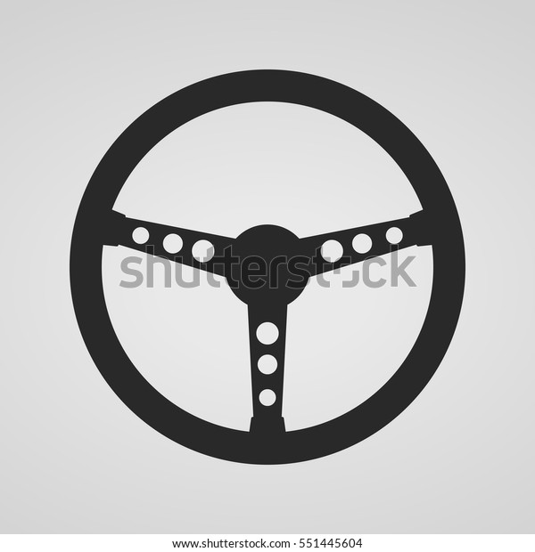 Steering wheel icon isolated. Vector\
illustration. Black car steering wheel\
symbol.