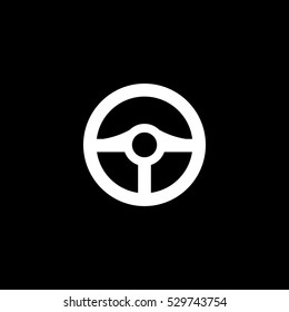 steering wheel icon, isolated, white background
