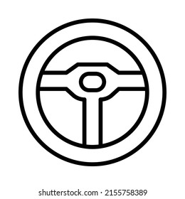 Steering Wheel Icon. Line Art Style Design Isolated On White Background