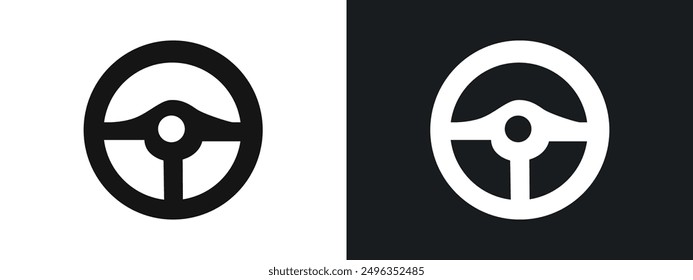 Steering wheel icon linear graphics set vector in black